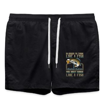 Um wie ein Fisch zu denken, muss man trinken wie - Badeshorts - Schwarz - Vorne - AI Model Male 185 light (185cm)