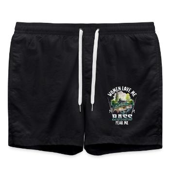 Frauen lieben mich, Barsche fürchten mich - Badeshorts - Schwarz - Vorne - AI Model Male 185 light (185cm)