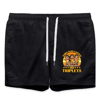 This Dad loves his Triplets - Swim Trunks - black - Front - AI Model Male 185 light (185cm)