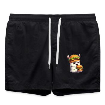Lama Alpaga Cheeseburger Chapeau Fantaisiste - Short de bain - noir - Devant - AI Model Male 185 light (185cm)