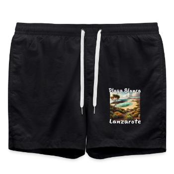 Playa Blanca Lanzarote Strand Urlaub Düne Wüste - Badeshorts - Schwarz - Vorne - AI Model Male 185 light (185cm)
