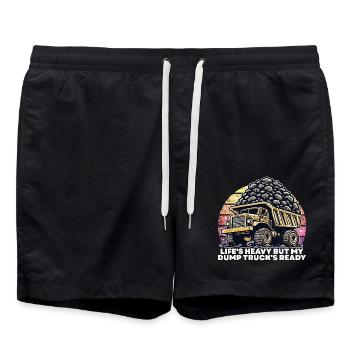 LIFE'S HEAVY BUT MY DUMP TRUCK'S READY - Swim Trunks - black - Front - AI Model Male 185 light (185cm)