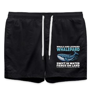 SWIFT IN WATER FIERCE ON LAND - WHALE AND LEOPARD - Swim Trunks - black - Front - AI Model Male 185 light (185cm)