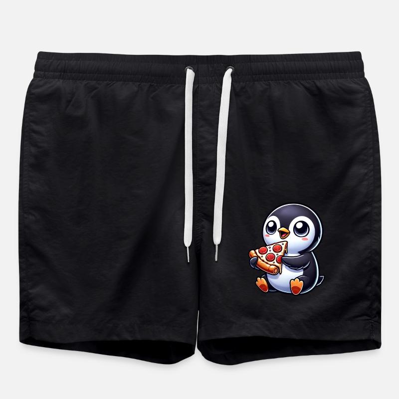 Mignon pingouin pizza dessin animé - Short de bain - noir
