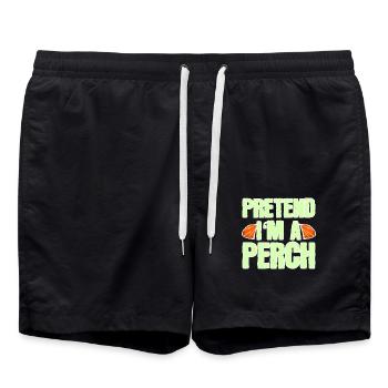 Pretend I’m a Perch – Lustiges Fisch Kostüm - Badeshorts - Schwarz - Vorne - AI Model Male 185 light (185cm)