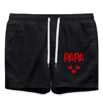 HAPPY DADDY'S DAY. DAD. FATHER'S DAY. HAPPY BIRTHDAY - Swim Trunks - black - Front - AI Model Male 185 light (185cm)
