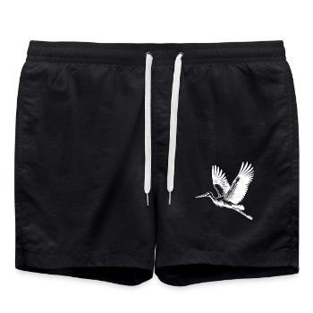 Pretty flying stork bird - Swim Trunks - black - Front - AI Model Male 185 light (185cm)