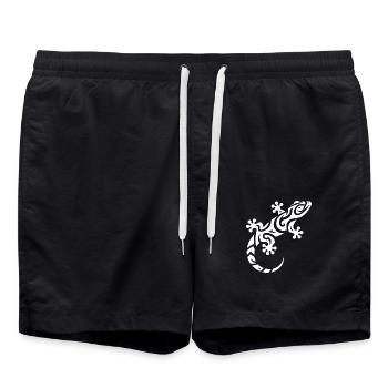 Kleiner süsser Gecko im Tribal Tattoo Style - Badeshorts - Schwarz - Vorne - AI Model Male 185 light (185cm)