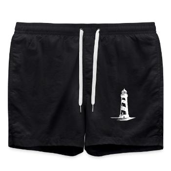 Alter einsamer gestreifter Küsten Leuchtturm - Badeshorts - Schwarz - Vorne - AI Model Male 185 light (185cm)