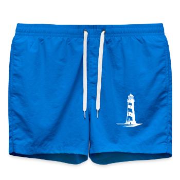 Old lonely striped coastal lighthouse - Swim Trunks - cobalt blue - Front