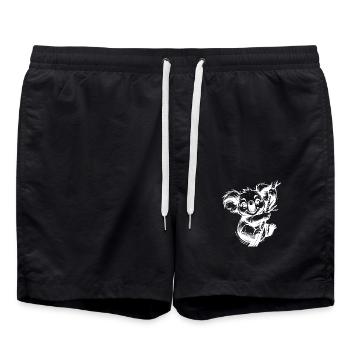 Australian Children's Koala Pencil Drawing - Swim Trunks - black - Front - AI Model Male 185 light (185cm)