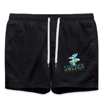 Suède Sverige Schweden - Short de bain - noir - Devant - AI Model Male 185 light (185cm)
