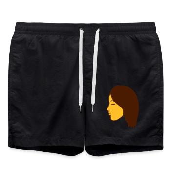 face head female woman girl girl pretty s - Swim Trunks - black - Front - AI Model Male 185 light (185cm)