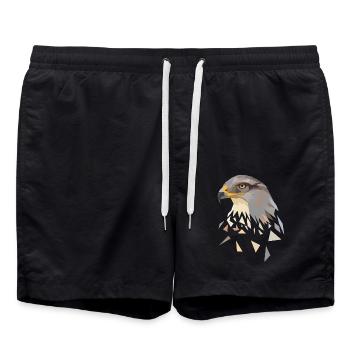 Eagle Geometric Low Poly Eagle's Head - Swim Trunks - black - Front - AI Model Male 185 light (185cm)