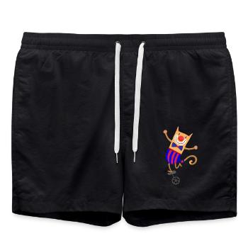 Clown cat on a unicycle - Swim Trunks - black - Front - AI Model Male 185 light (185cm)