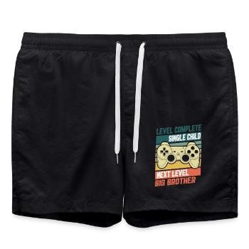 Level Complete Einzelkind Bruder Geburt Geschenk - Badeshorts - Schwarz - Vorne - AI Model Male 185 light (185cm)