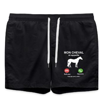 Mon Cheval m'appelle faut que j'y aille - Short de bain - noir - Devant - AI Model Male 185 light (185cm)