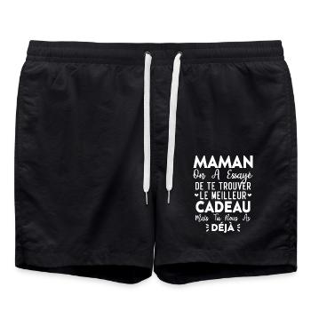 Femme Maman Cadeau Fête Des Mères Meilleur Cadeau - Short de bain - noir - Devant - AI Model Male 185 light (185cm)