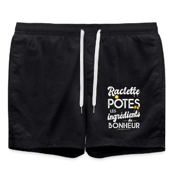 raclette et potes Humour personnalisé - Short de bain - noir - Devant - AI Model Male 185 light (185cm)