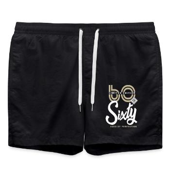 60 years sisty Birthday gift 60 years - Swim Trunks - black - Front - AI Model Male 185 light (185cm)