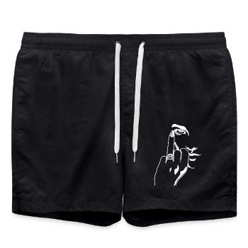 Funny Middle Finger Wedding Ring Engagement Gift - Swim Trunks - black - Front - AI Model Male 185 light (185cm)