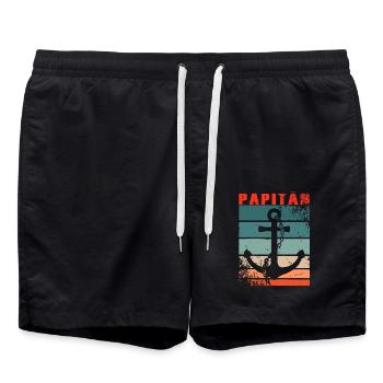 PAPITÄN - Vater Geschenkidee PAPA - Badeshorts - Schwarz - Vorne - AI Model Male 185 light (185cm)