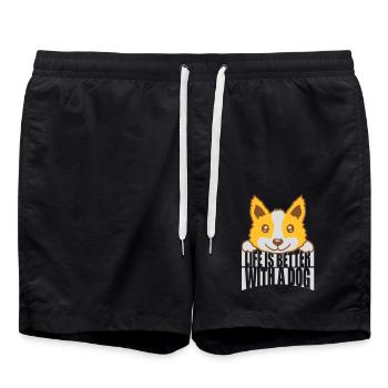 better with a dog - Swim Trunks - black - Front - AI Model Male 185 light (185cm)