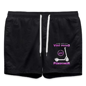 Rentnerin Rentner - Badeshorts - Schwarz - Vorne - AI Model Male 185 light (185cm)