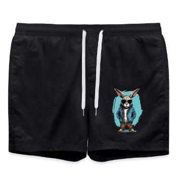Lapin fougueux. Style graffiti urbain. - Short de bain - noir - Devant - AI Model Male 185 light (185cm)