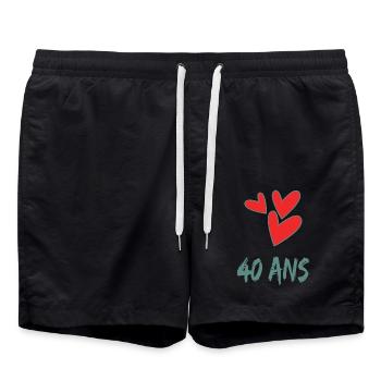 40. 40 ANS. 40e ANNIVERSAIRE. ANNIVERSAIRE 40 ANS. - Short de bain - noir - Devant - AI Model Male 185 light (185cm)