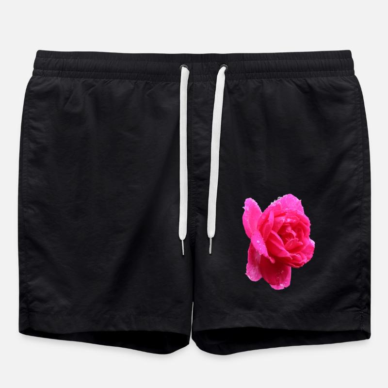 pink rose - Swim Trunks - black
