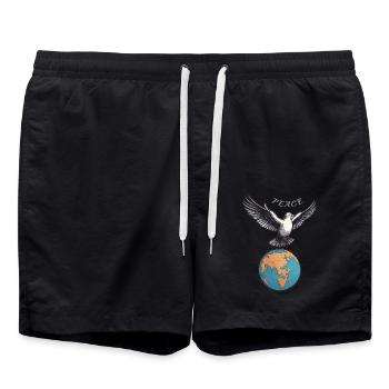 Weltfrieden auf der Erde - Badeshorts - Schwarz - Vorne - AI Model Male 185 light (185cm)