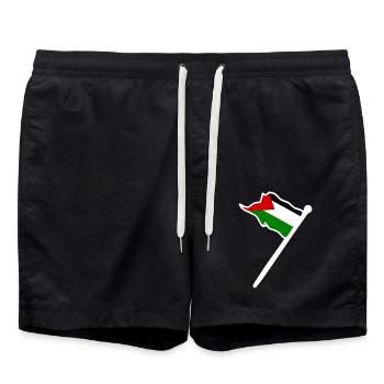 Free palestine - Short de bain - noir - Devant - AI Model Male 185 light (185cm)