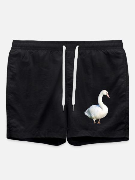 Swan, Duck, Bird, Goose - Swim Trunks - black