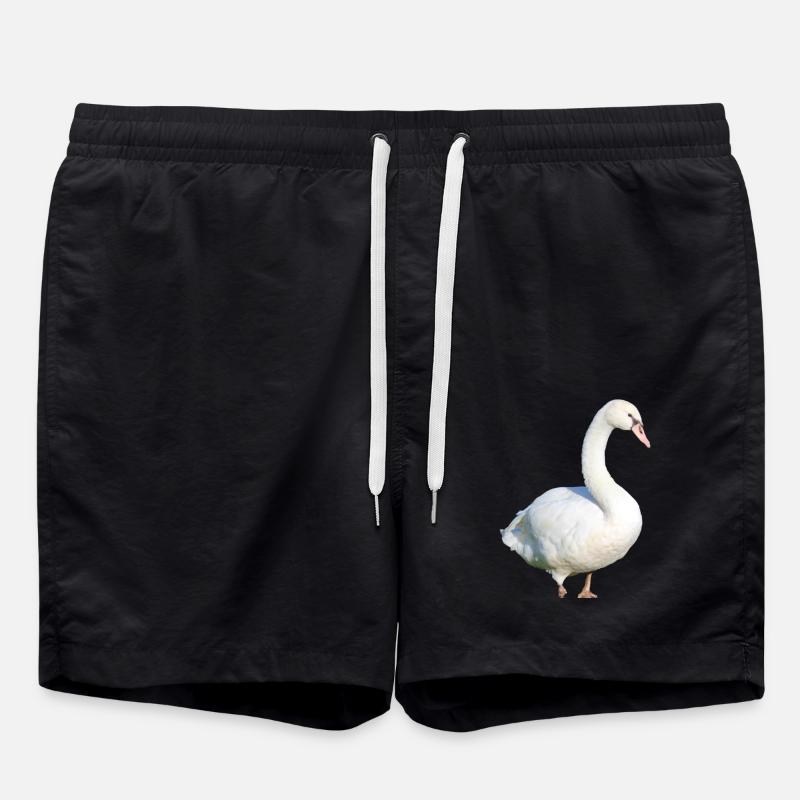 Swan, Duck, Bird, Goose - Swim Trunks - black