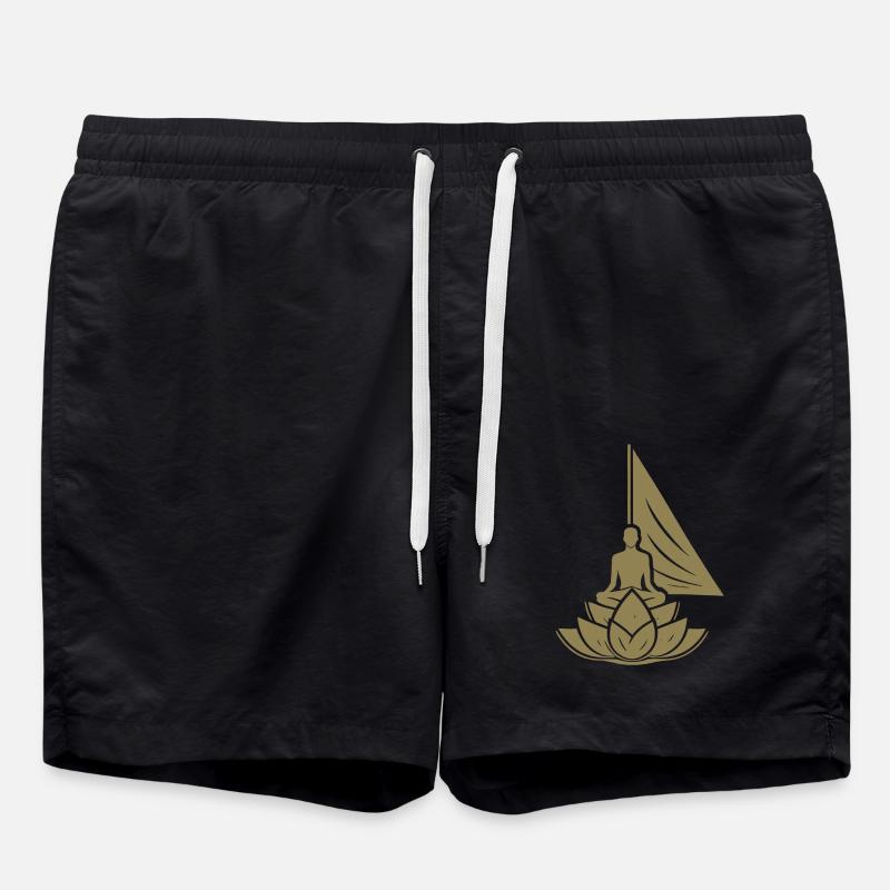 Meditation Sailboat Lotus Inner Peace - Swim Trunks - black