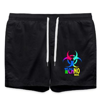 Techno music - Swim Trunks - black - Front - AI Model Male 185 light (185cm)