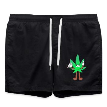 Der Bloom - Weed Cannabis Stoned Hanf Marihuana - Badeshorts - Schwarz - Vorne - AI Model Male 185 light (185cm)