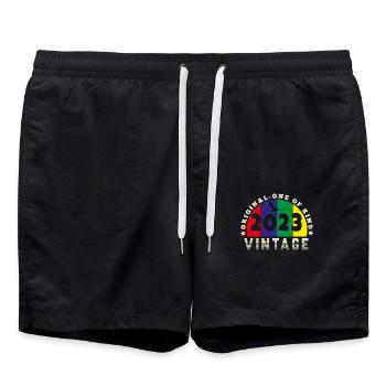 Jahrgang 2023 Retro - Bursdag - Badeshorts - Schwarz - Vorne - AI Model Male 185 light (185cm)