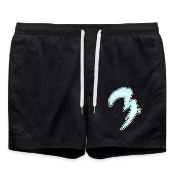 Drei - 3 - Nummer 3 - Zahl 3 - Badeshorts - Schwarz - Vorne - AI Model Male 185 light (185cm)