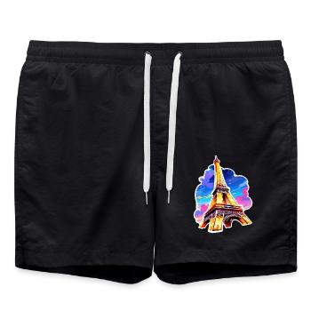 Eiffel tower #22 - Short de bain - noir - Devant - AI Model Male 185 light (185cm)