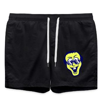 DJ Fun Party Club Head Naughty Happy Laughs Cool - Swim Trunks - black - Front - AI Model Male 185 light (185cm)