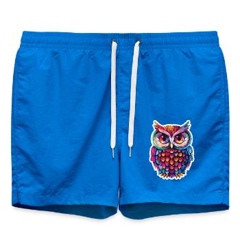 Cute Owl Kawaii Mascot - Swim Trunks - cobalt blue - Front