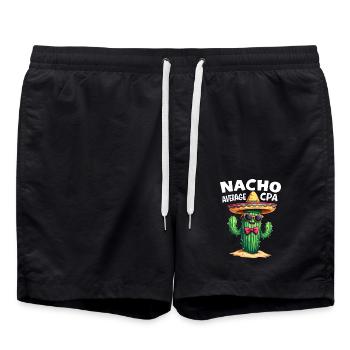 Nacho Average CPA, Cactus Humor - Swim Trunks - black - Front - AI Model Male 185 light (185cm)