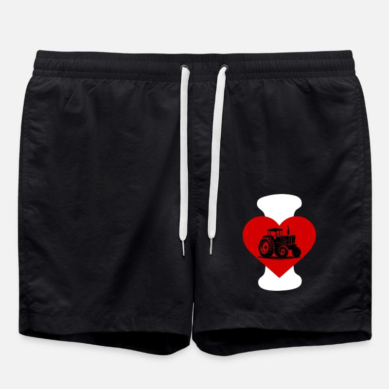 I love tractor - Swim Trunks - black