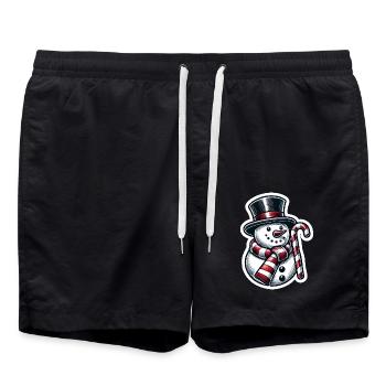 Schneemann mit Zuckerstange - Badeshorts - Schwarz - Vorne - AI Model Male 185 light (185cm)