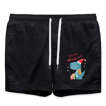 Christmas Dino - Badeshorts - Schwarz - Vorne - AI Model Male 185 light (185cm)