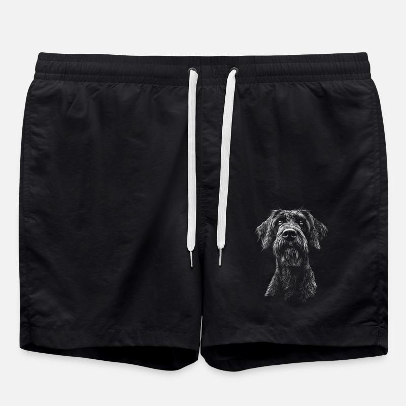 Deutsch Drahthaar Portrait Jagdhunde Hunde Jäger - Badeshorts - Schwarz