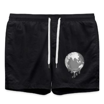 Planet Erde schmilzt durch Klimawandel - Badeshorts - Schwarz - Vorne - AI Model Male 185 light (185cm)