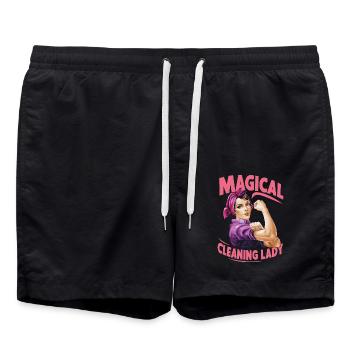 Design amusant pour nettoyer les fées - Short de bain - noir - Devant - AI Model Male 185 light (185cm)